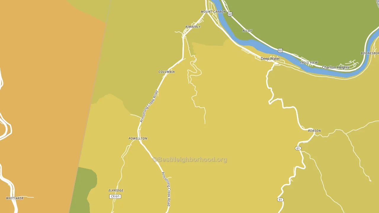 Kimberly, WV block-group voter-turnout map