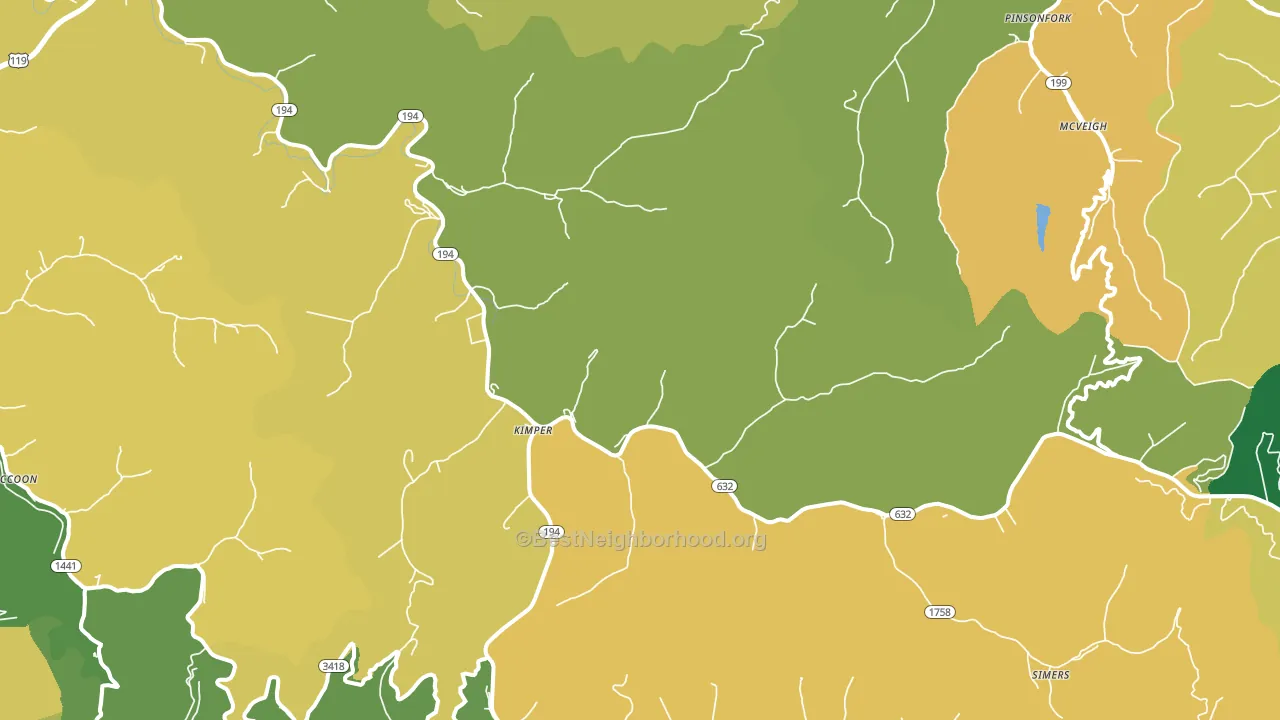 Kimper, KY block-group voter-turnout map