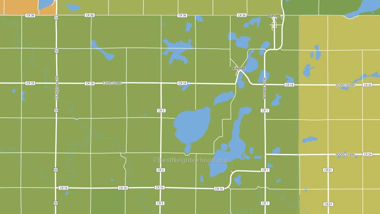 Kinbrae, MN block-group voter-turnout map