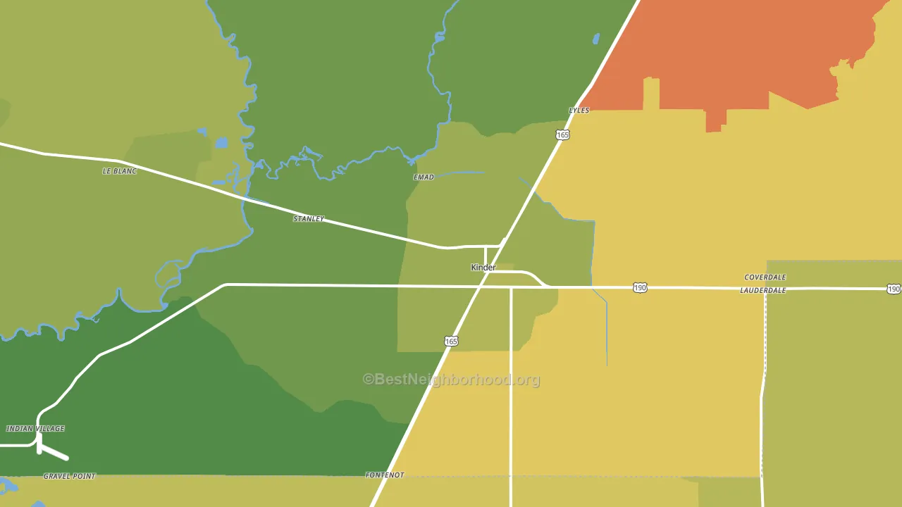 Kinder, LA block-group voter-turnout map