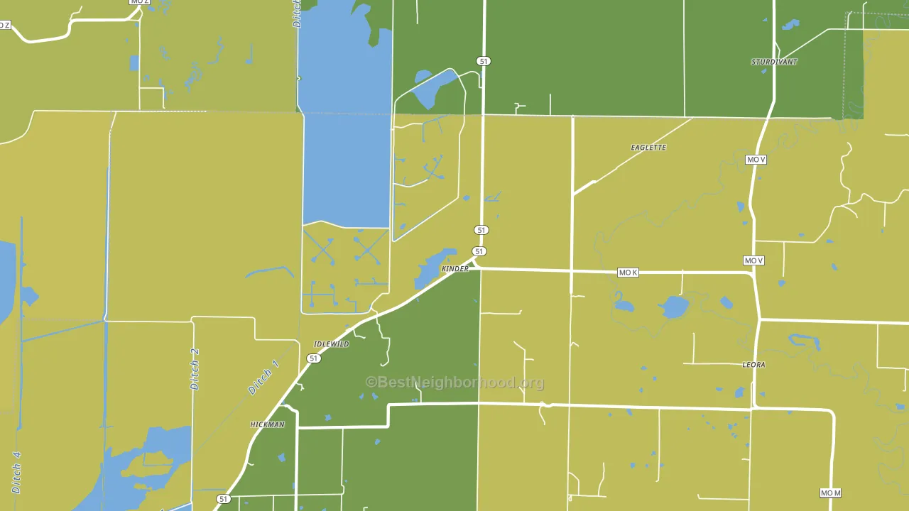 Kinder, MO block-group voter-turnout map