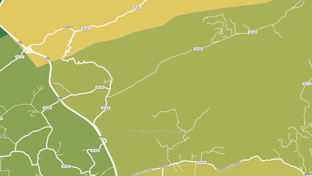 Kindrick, VA block-group voter-turnout map