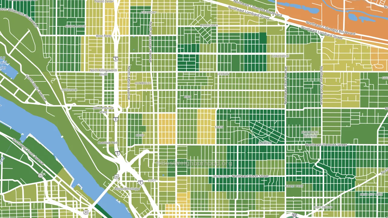 King, Portland, OR block-group voter-turnout map