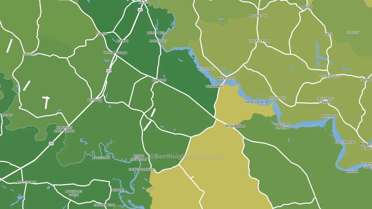 King William County, VA block-group voter-turnout map