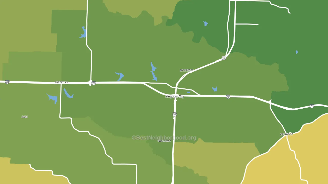 Kingdom City, MO block-group voter-turnout map