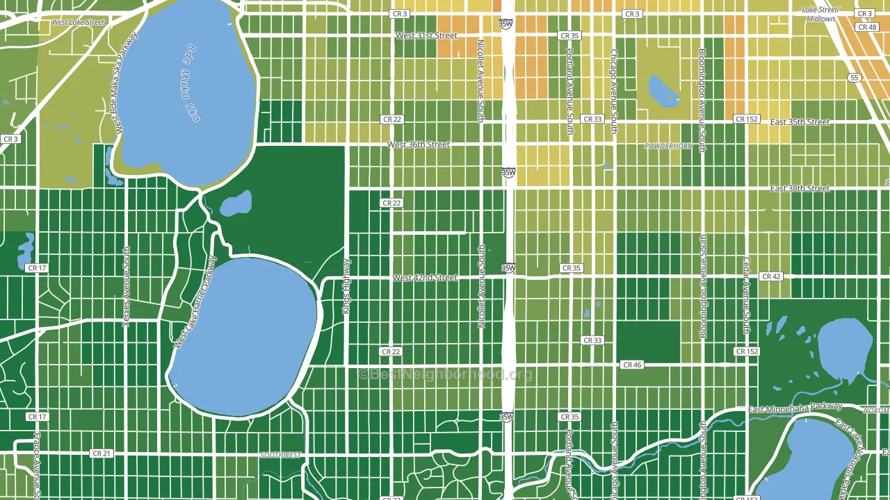Kingfield, Minneapolis, MN block-group voter-turnout map