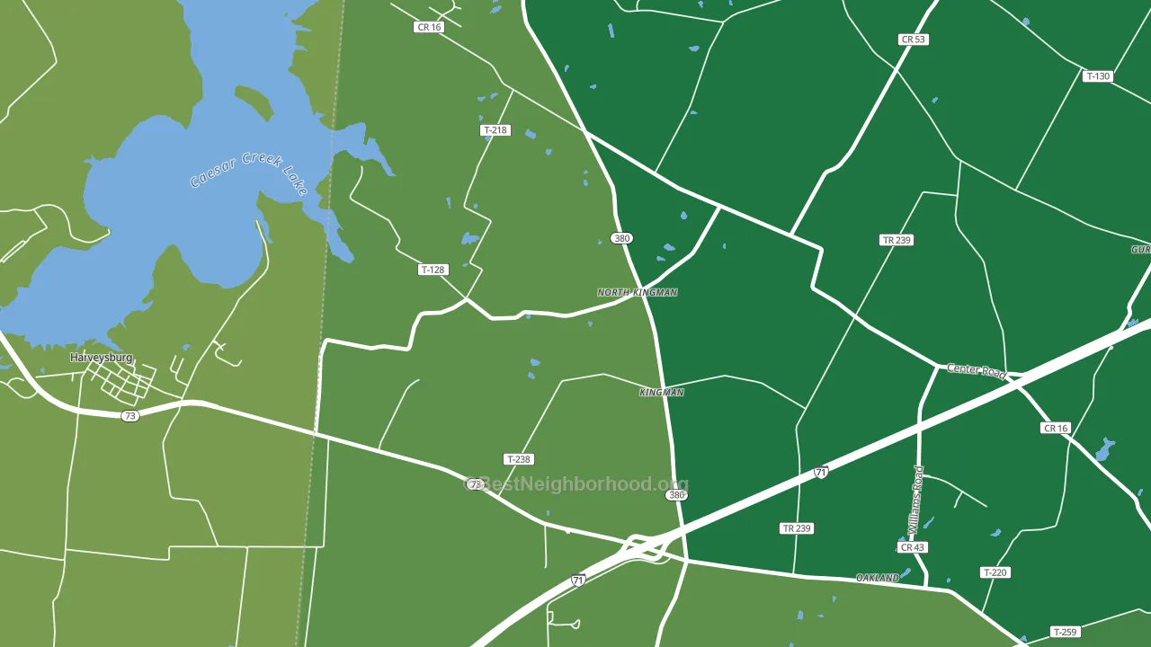 Kingman, OH block-group voter-turnout map