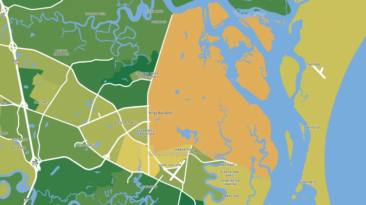 Kings Bay, GA block-group voter-turnout map