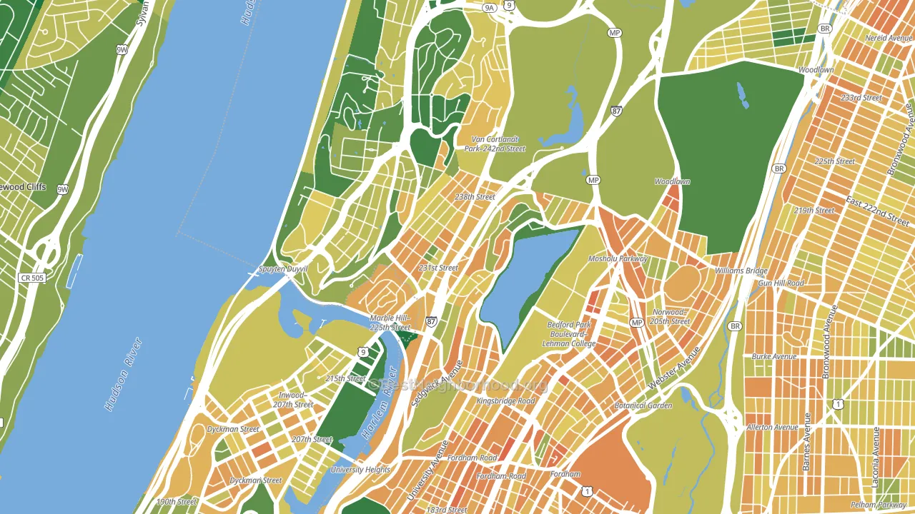 Kings Bridge, Bronx, NY block-group voter-turnout map