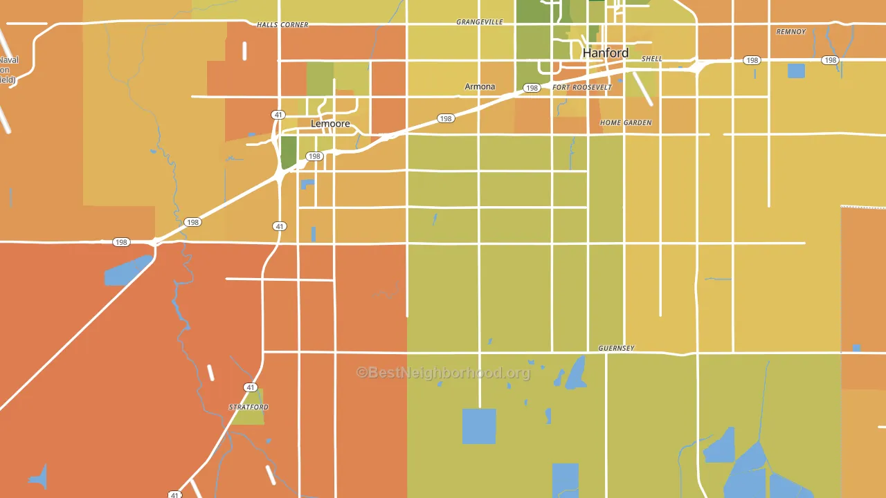Kings County, CA block-group voter-turnout map