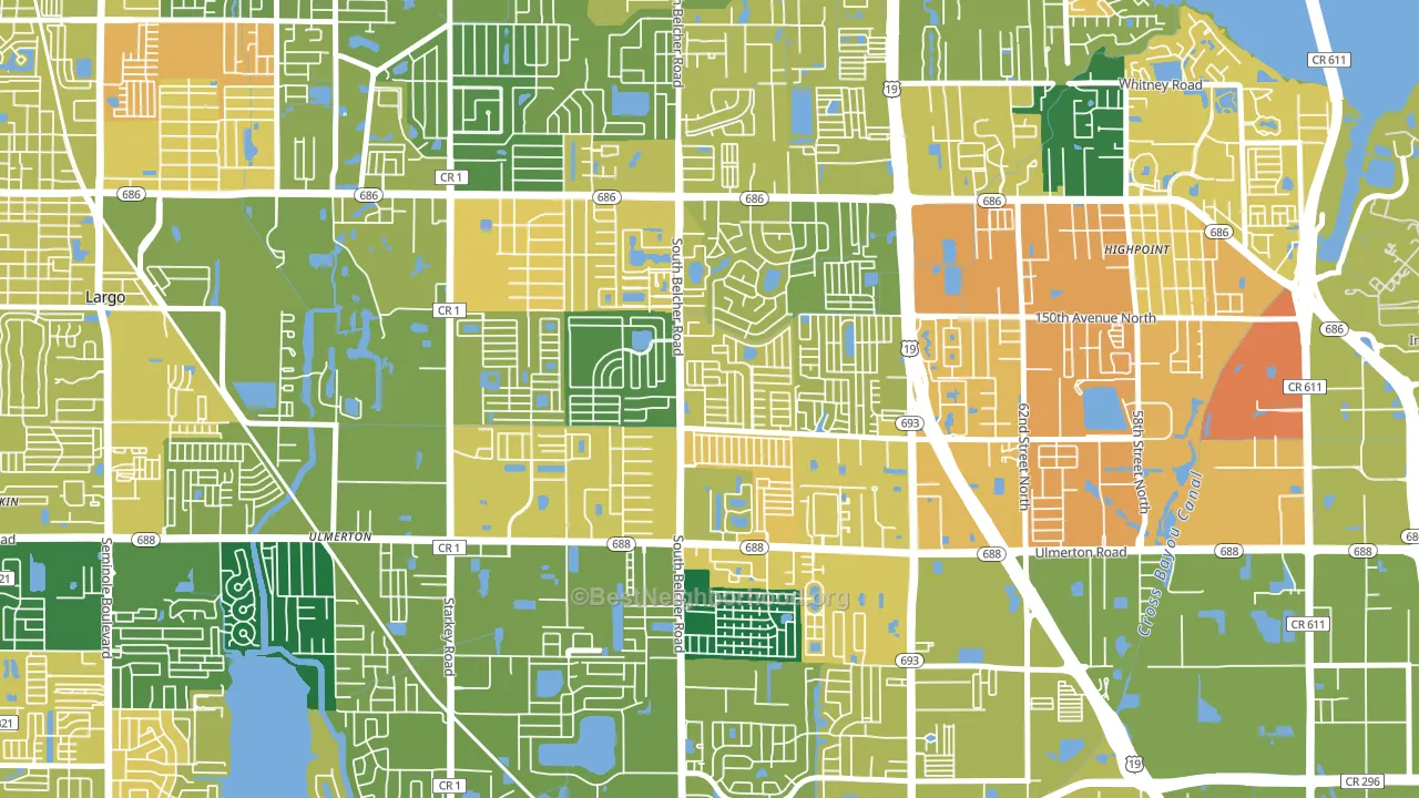 Kings Manor, Largo, FL block-group voter-turnout map