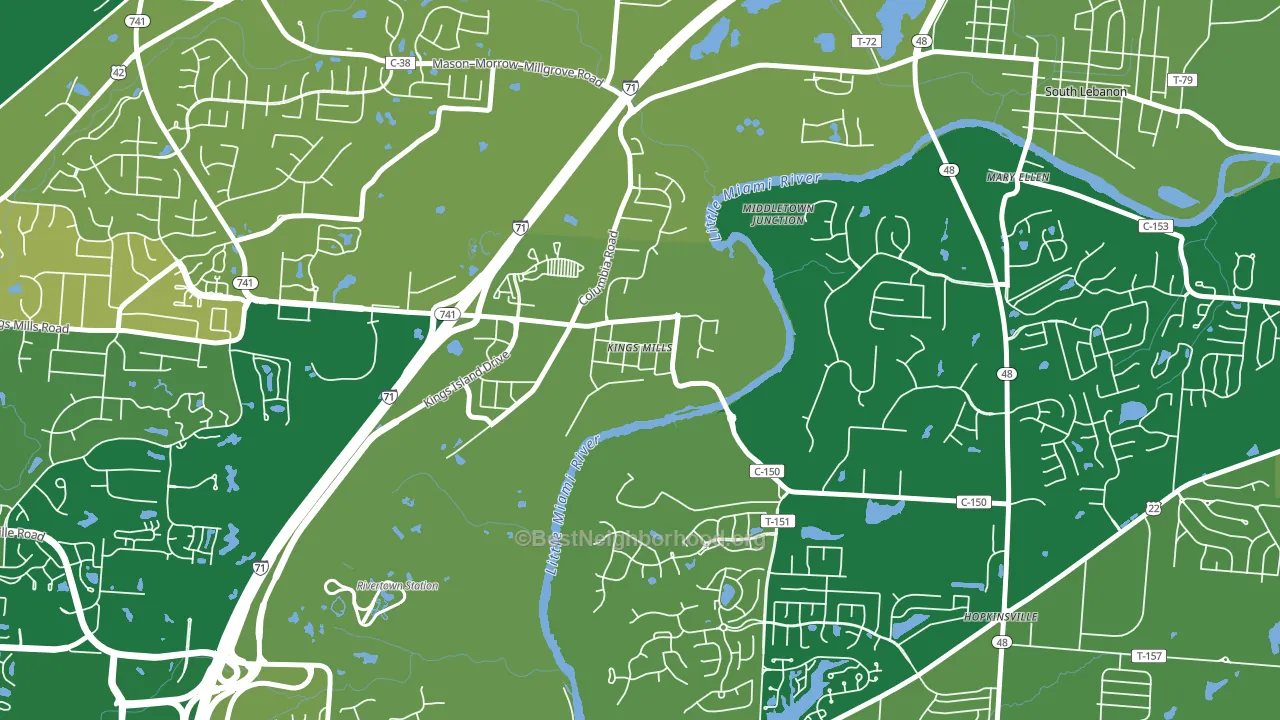 Kings Mills, OH block-group voter-turnout map