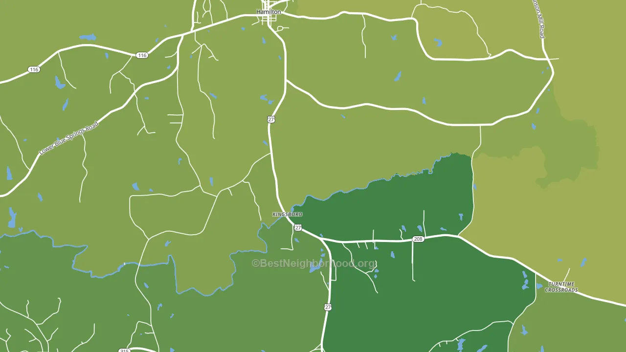 Kingsboro, GA block-group voter-turnout map