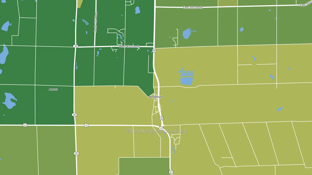 Kingsbury, IN block-group voter-turnout map