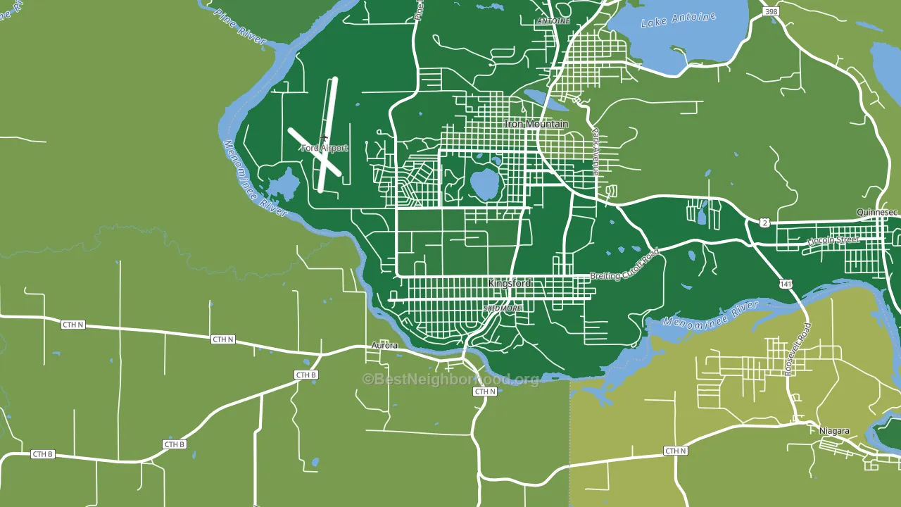 Kingsford, MI block-group voter-turnout map