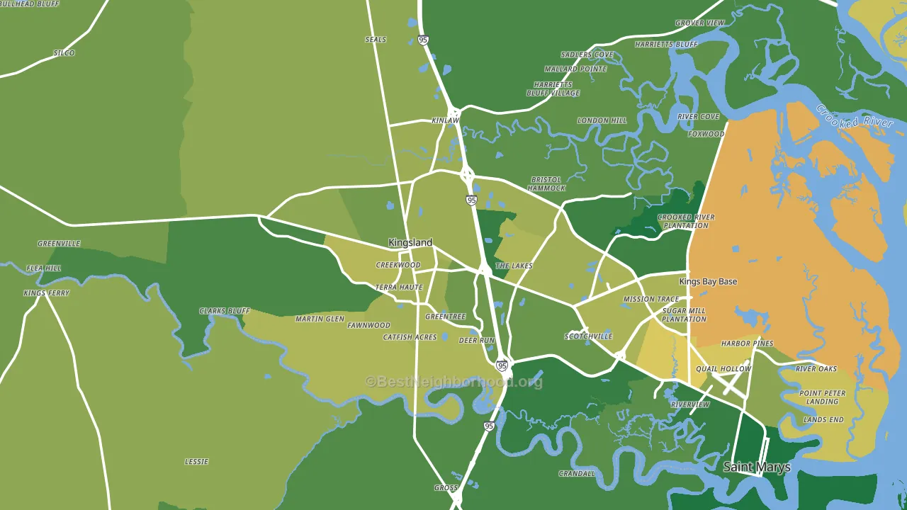 Kingsland, GA block-group voter-turnout map
