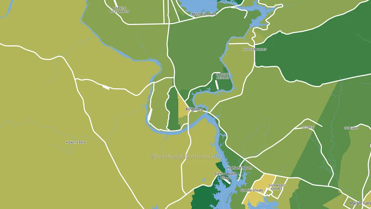 Kingsland, TX block-group voter-turnout map