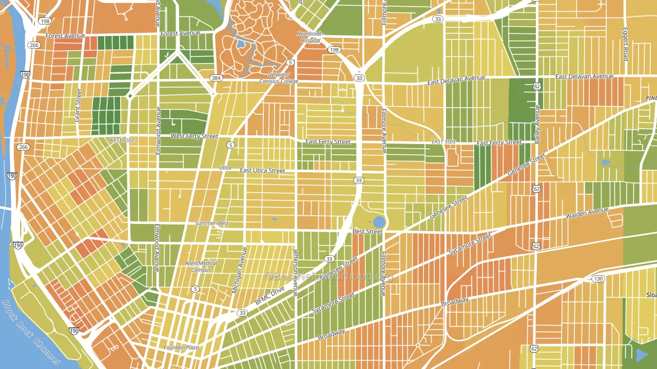 Kingsley, Buffalo, NY block-group voter-turnout map