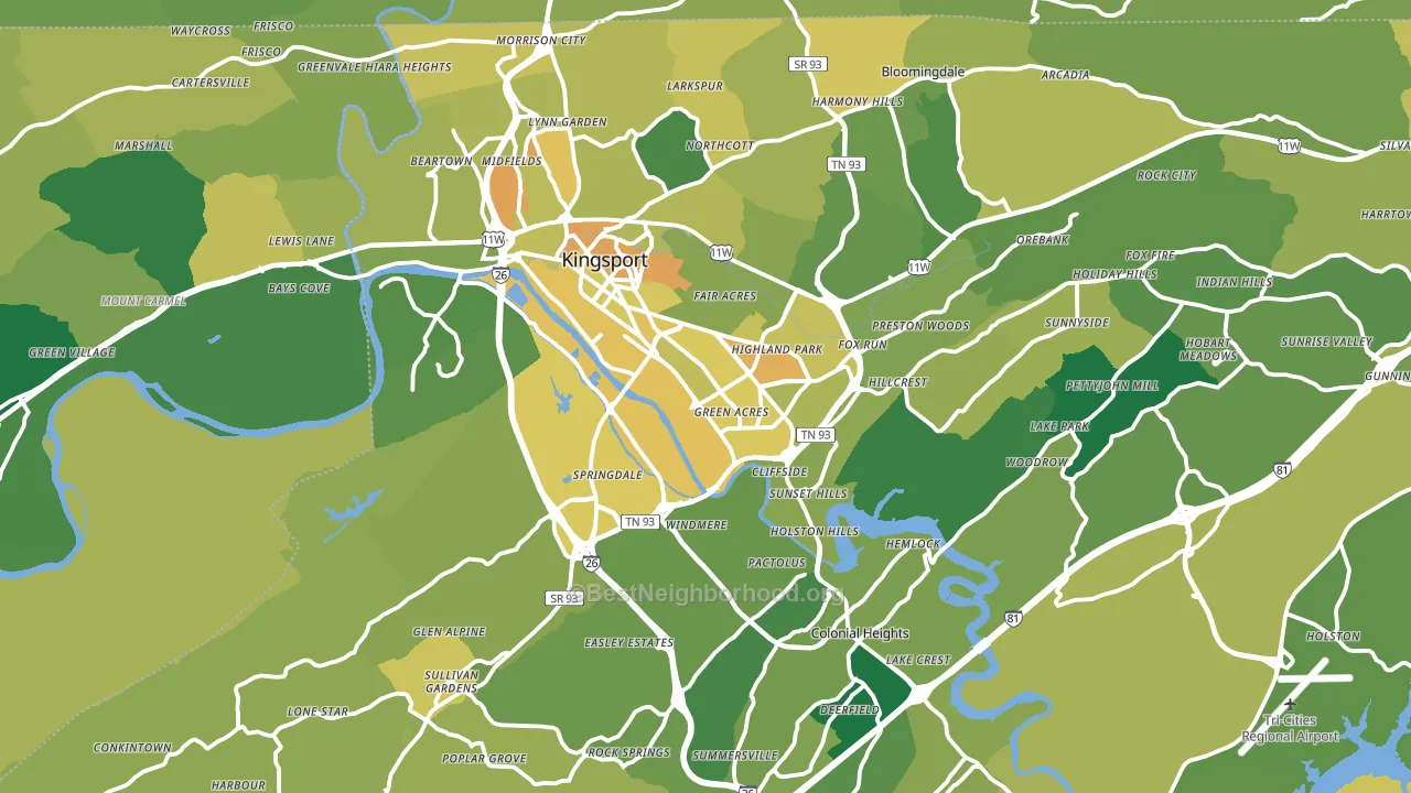 Kingsport, TN block-group voter-turnout map