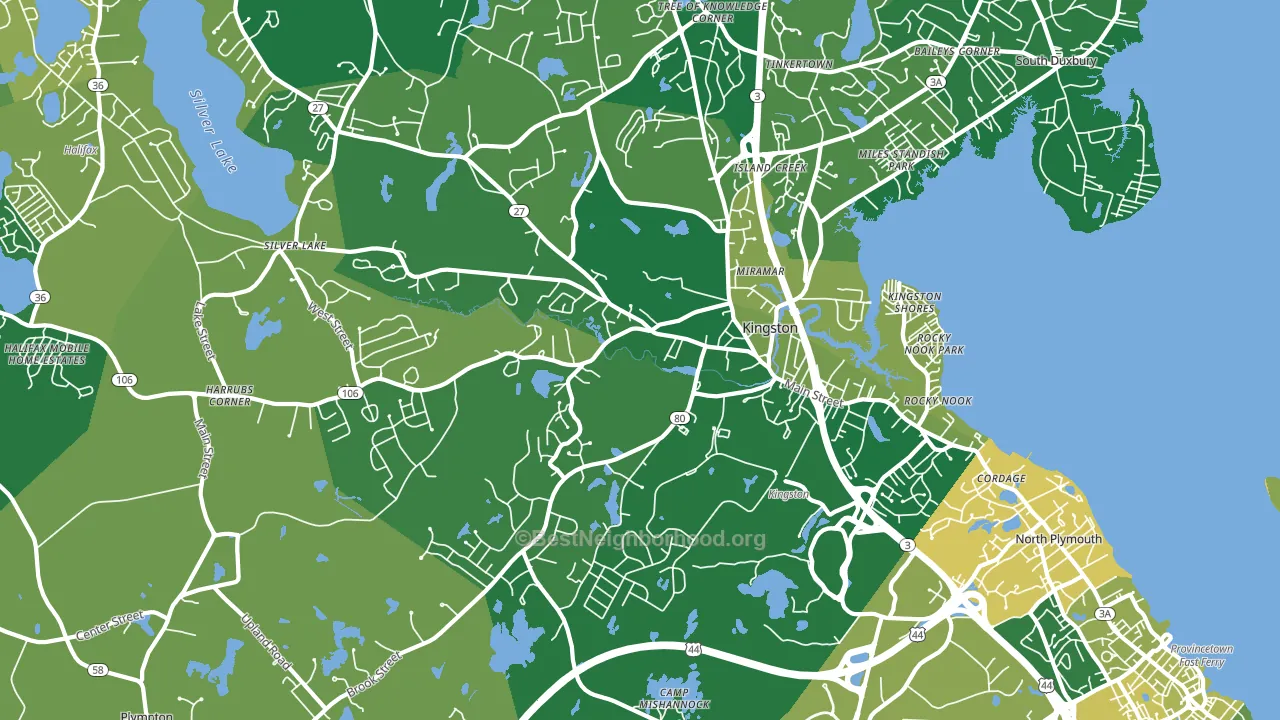 Kingston, MA block-group voter-turnout map