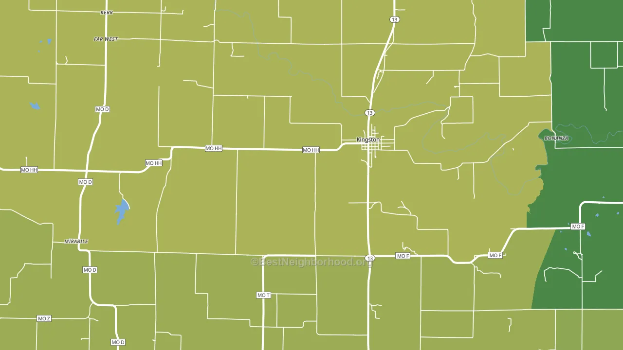 Kingston, MO block-group voter-turnout map