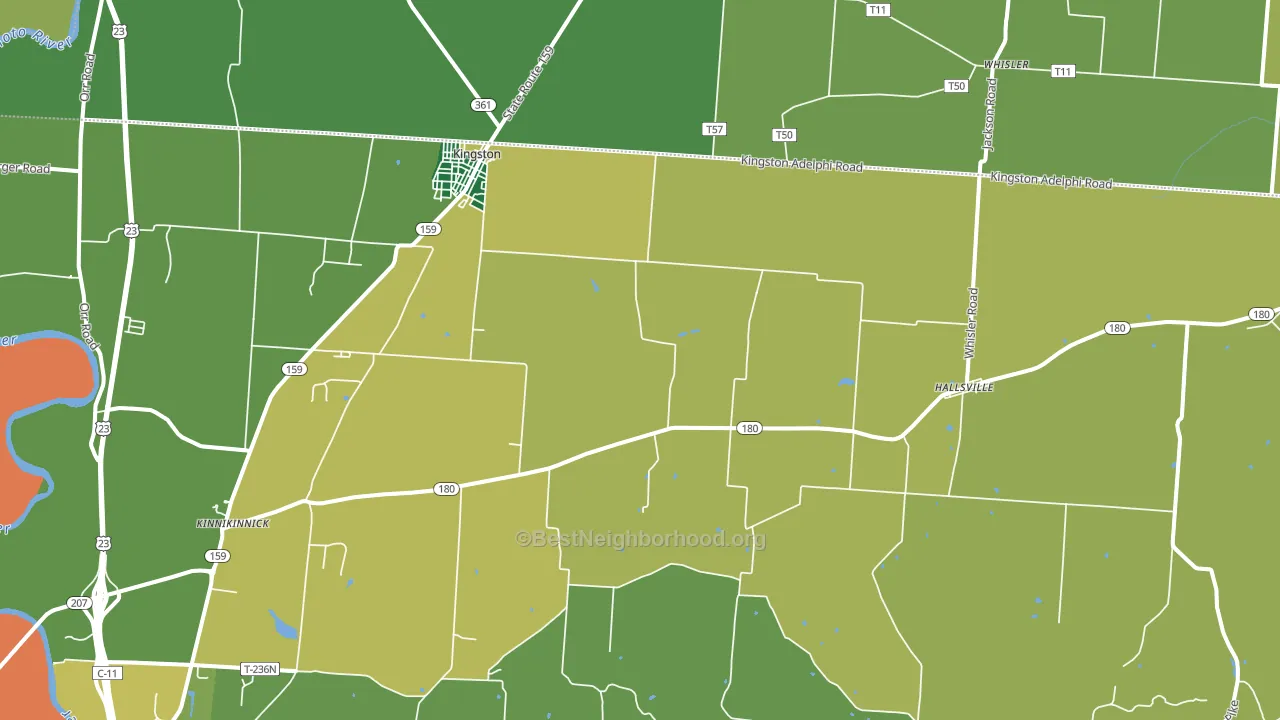 Kingston, OH block-group voter-turnout map