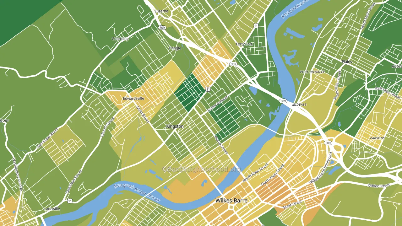 Kingston, PA block-group voter-turnout map