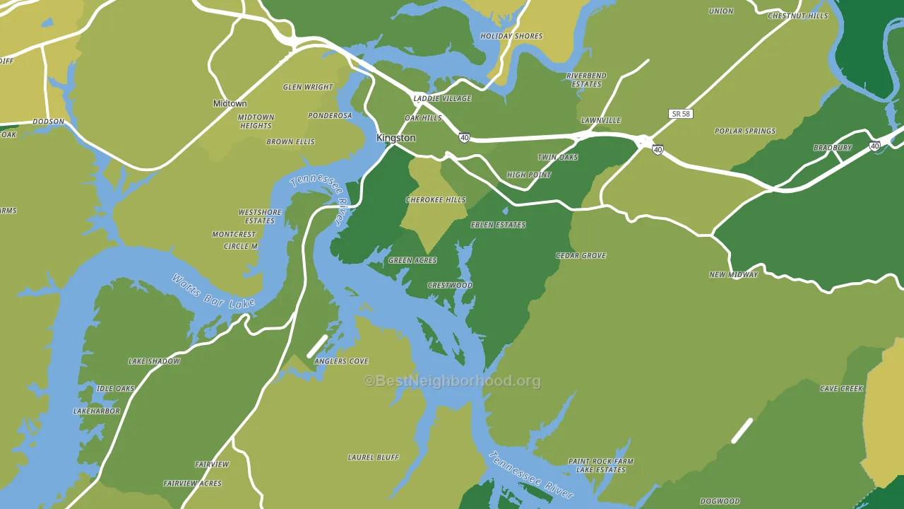 Kingston, TN block-group voter-turnout map