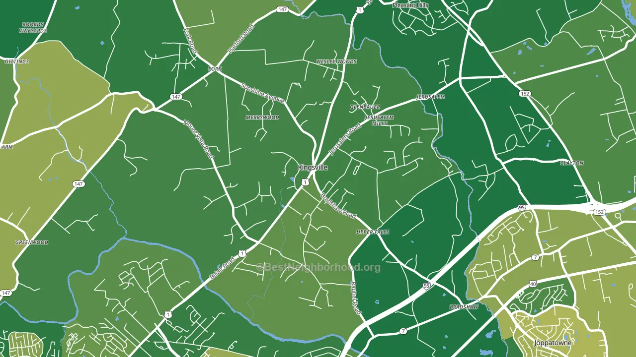 Kingsville, MD block-group voter-turnout map
