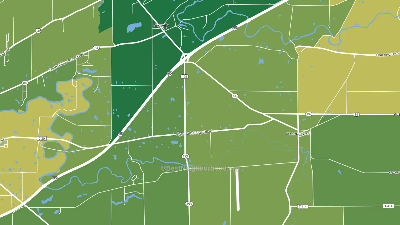 Kingsville, OH block-group voter-turnout map