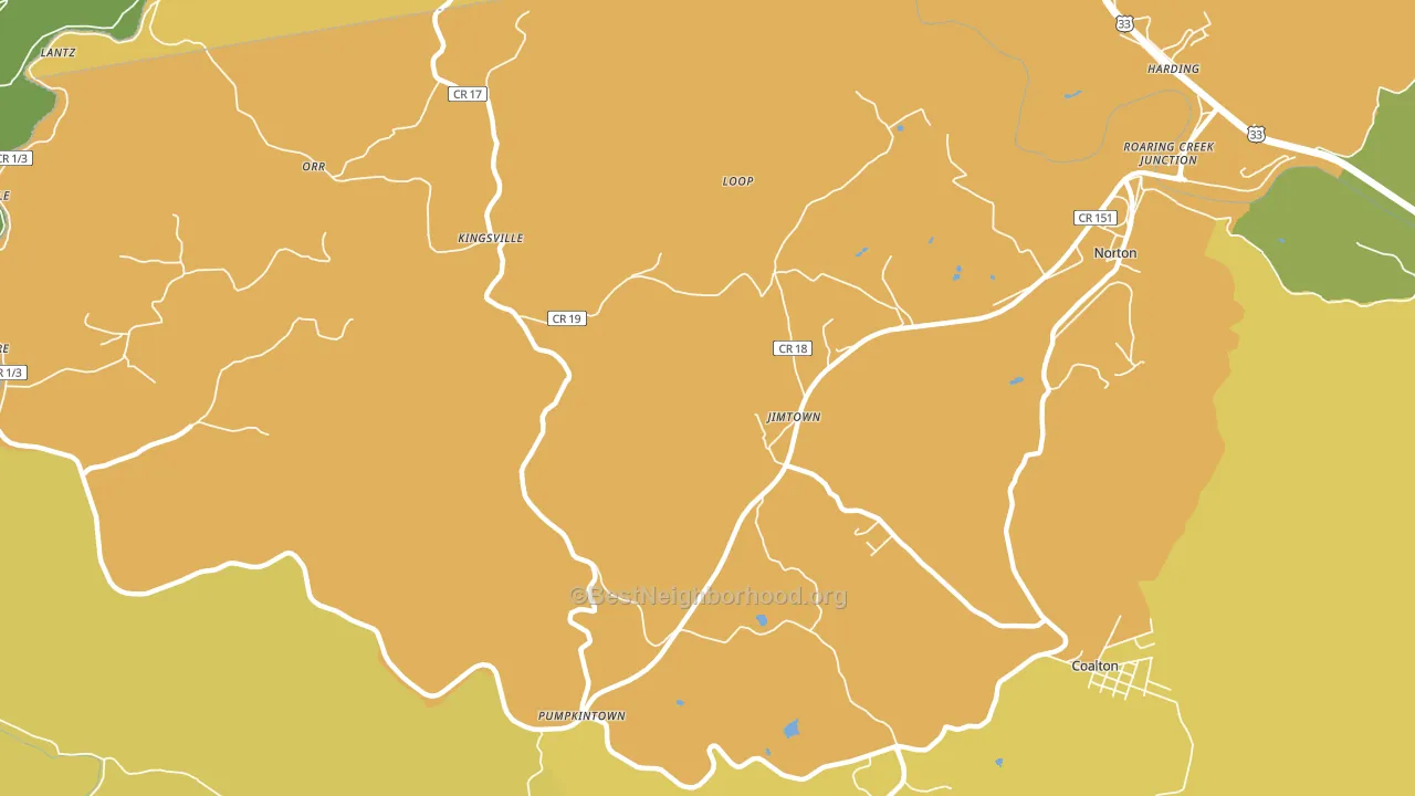 Kingsville, WV block-group voter-turnout map