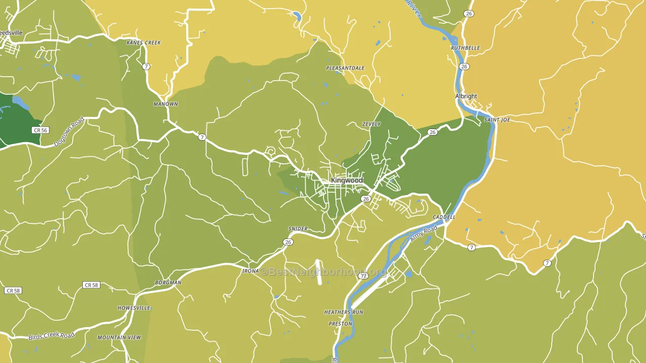 Kingwood, WV block-group voter-turnout map