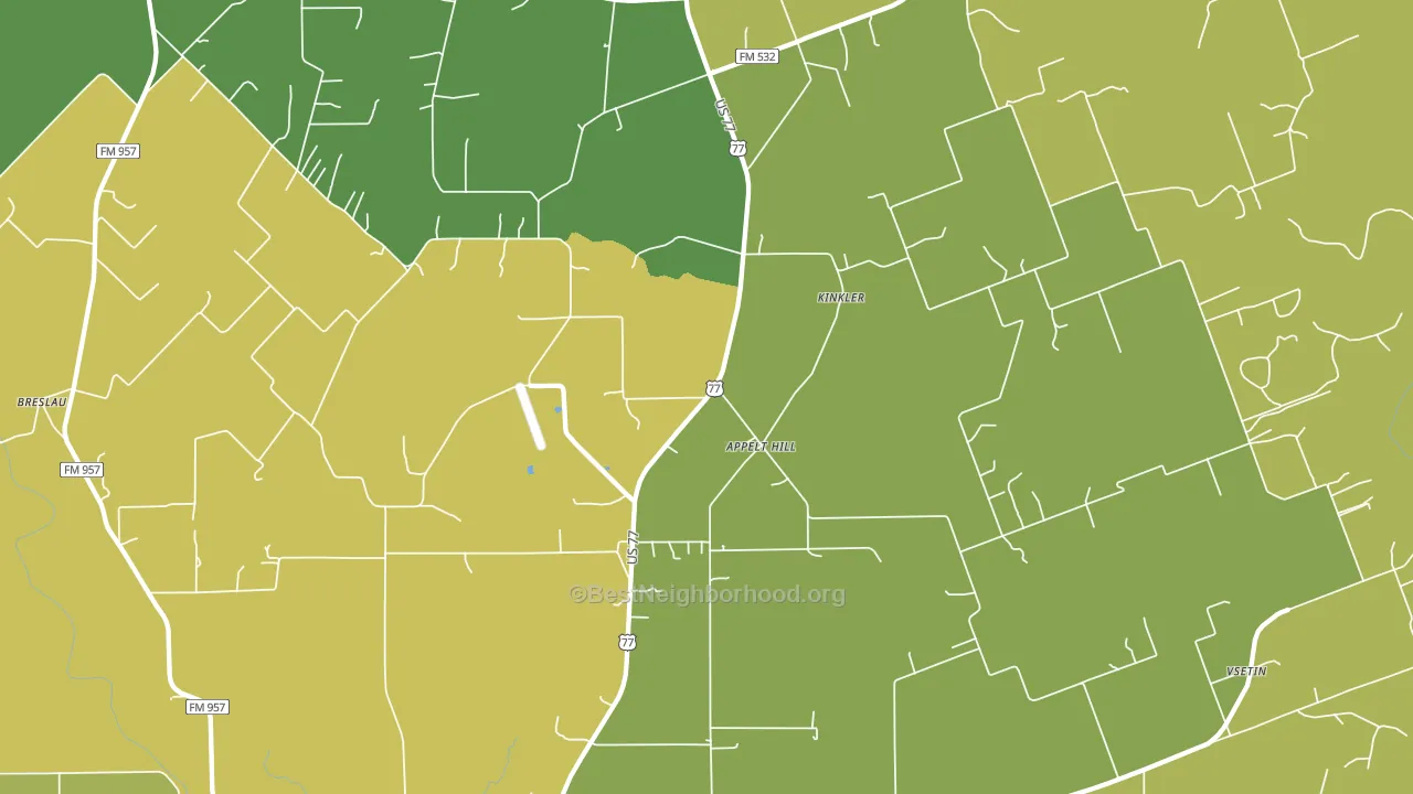 Kinkler, TX block-group voter-turnout map