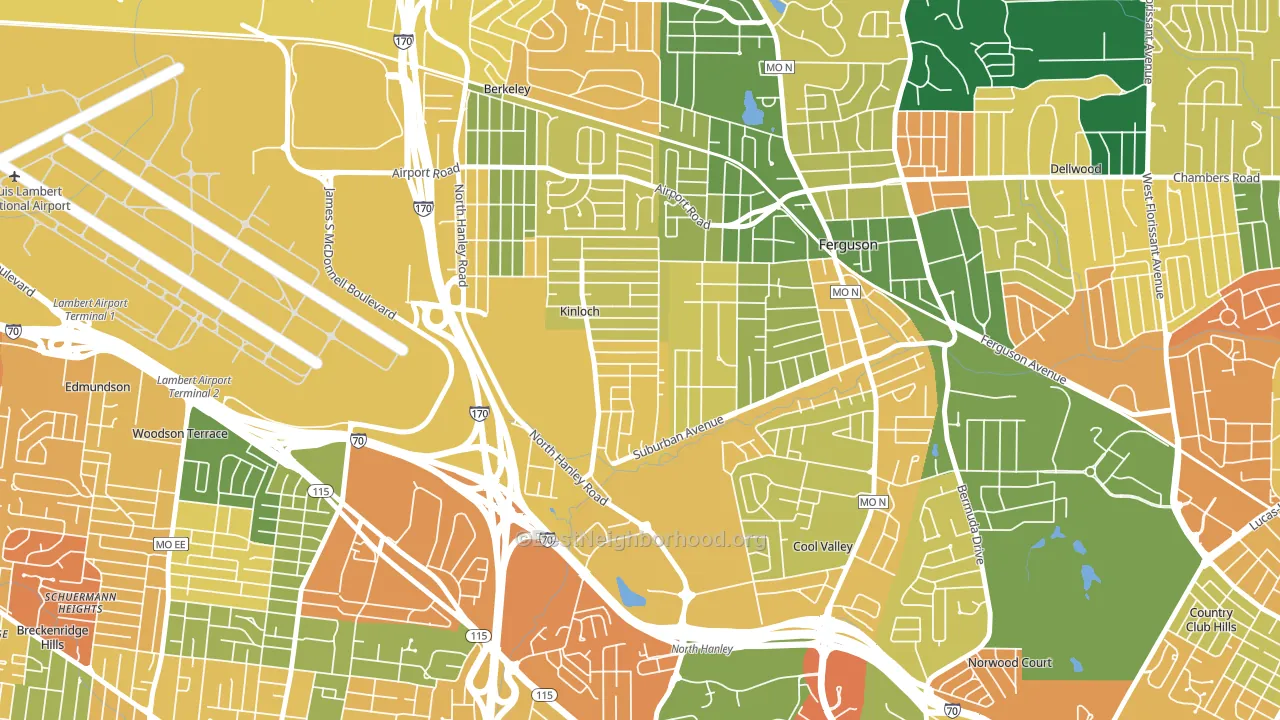 Kinloch, MO block-group voter-turnout map