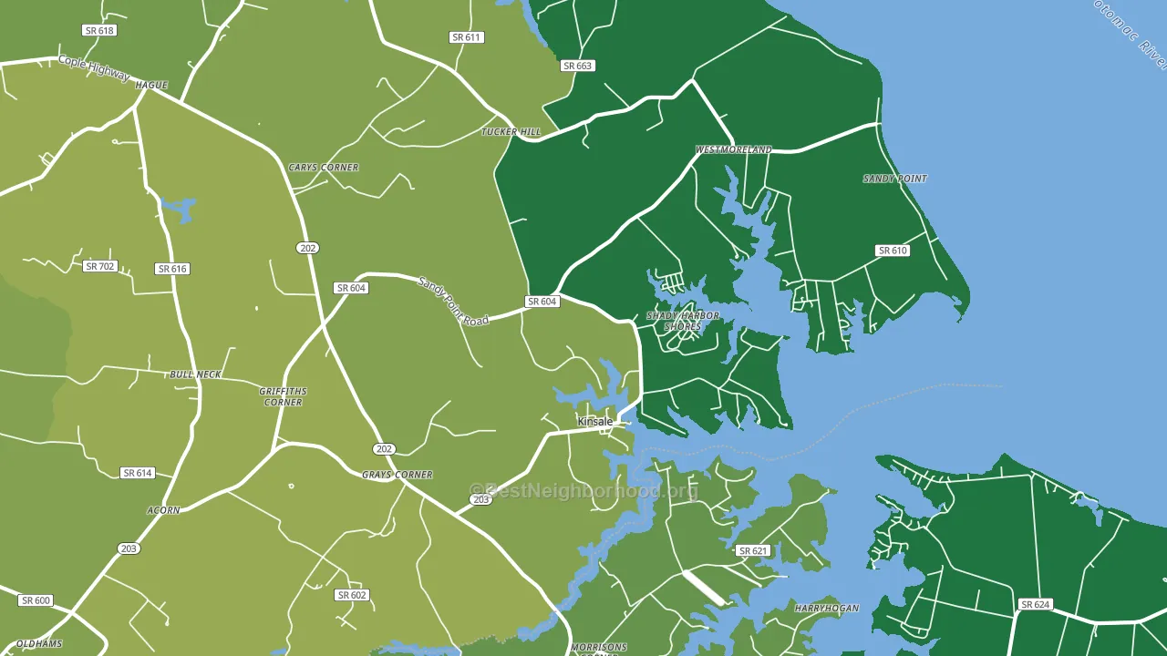 Kinsale, VA block-group voter-turnout map