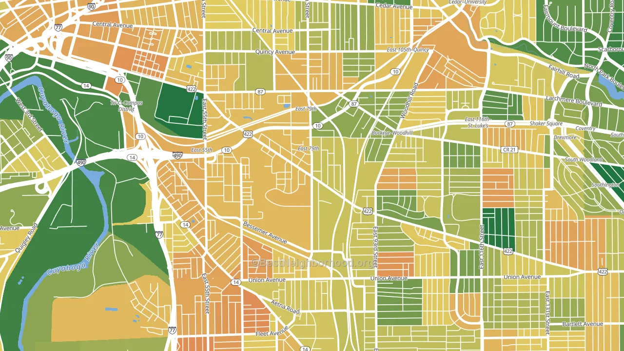 Kinsmith, Cleveland, OH block-group voter-turnout map