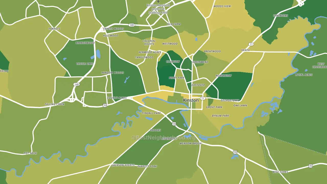 Kinston, NC block-group voter-turnout map
