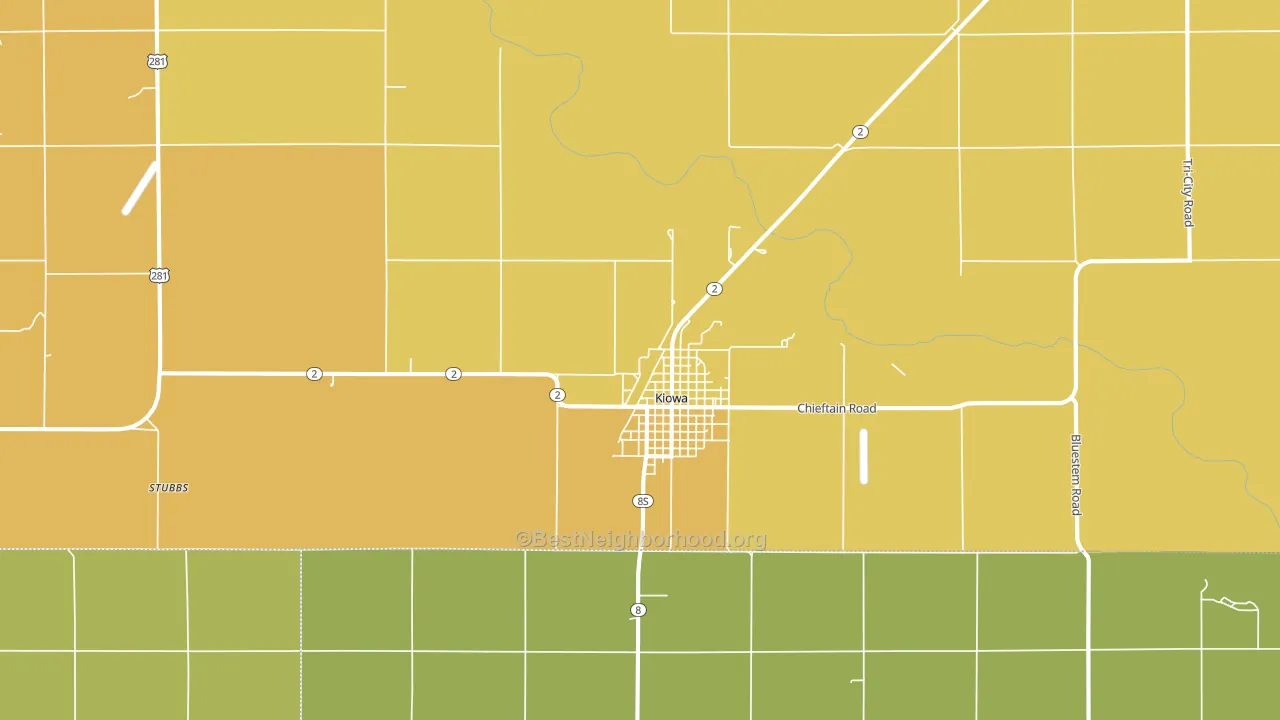 Kiowa, KS block-group voter-turnout map