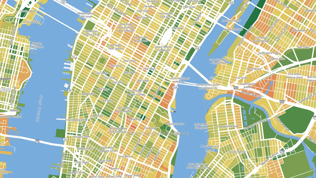 Kips Bay, Manhattan, NY block-group voter-turnout map