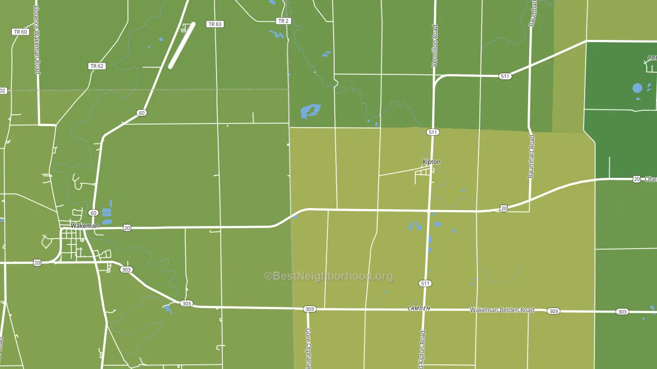 Kipton, OH block-group voter-turnout map