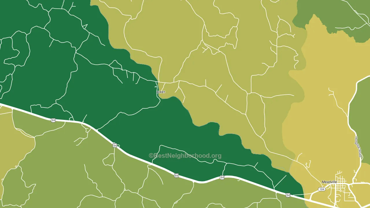 Kirby, MS block-group voter-turnout map