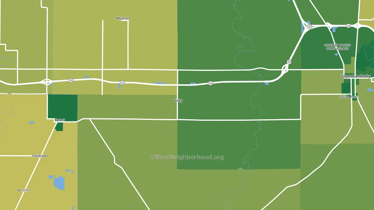 Kirby, OH block-group voter-turnout map