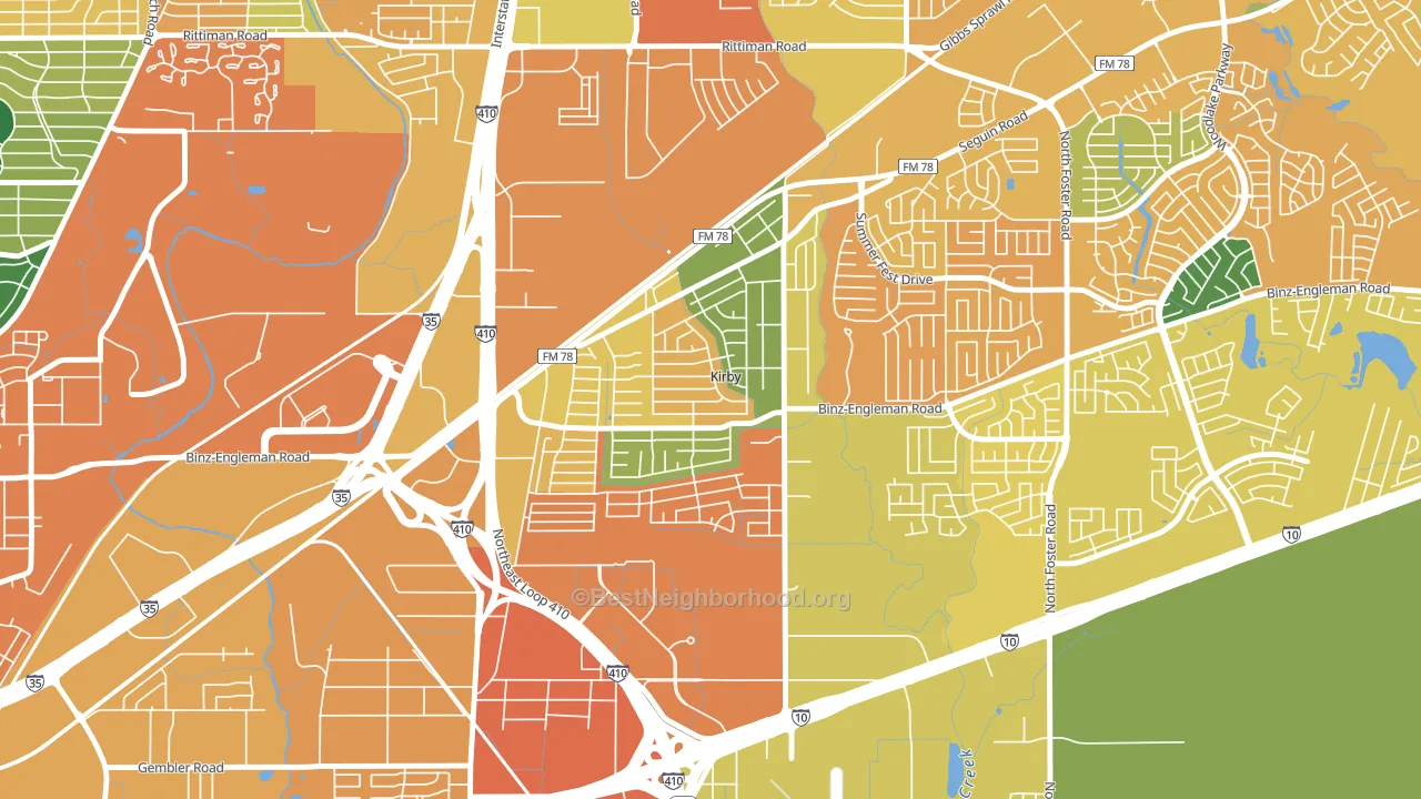 Kirby, TX block-group voter-turnout map