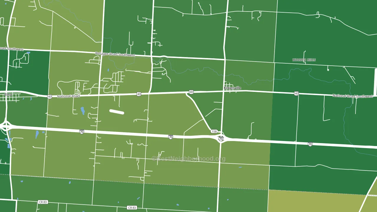 Kirkersville, OH block-group voter-turnout map
