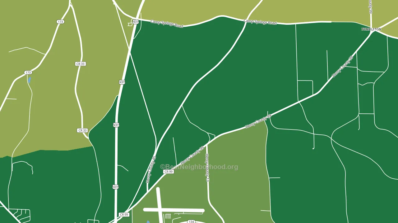 Kirklands Crossroads, AL block-group voter-turnout map