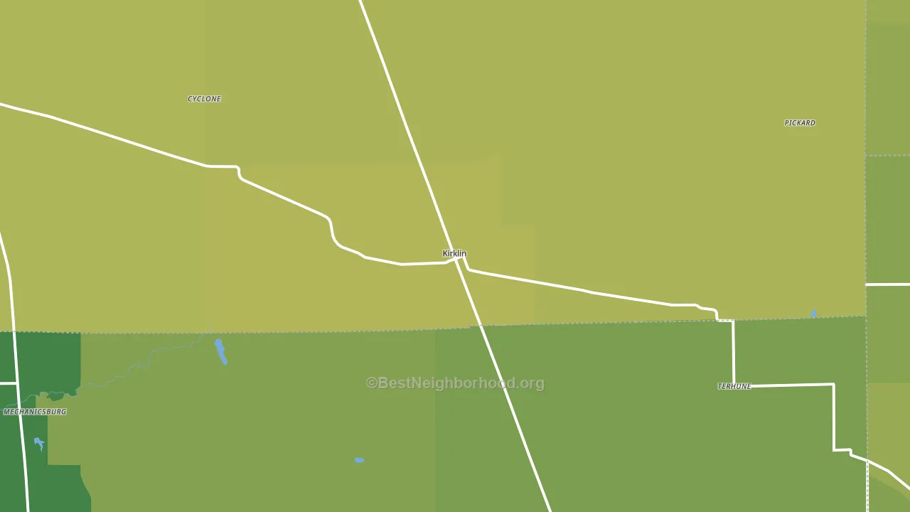 Kirklin, IN block-group voter-turnout map