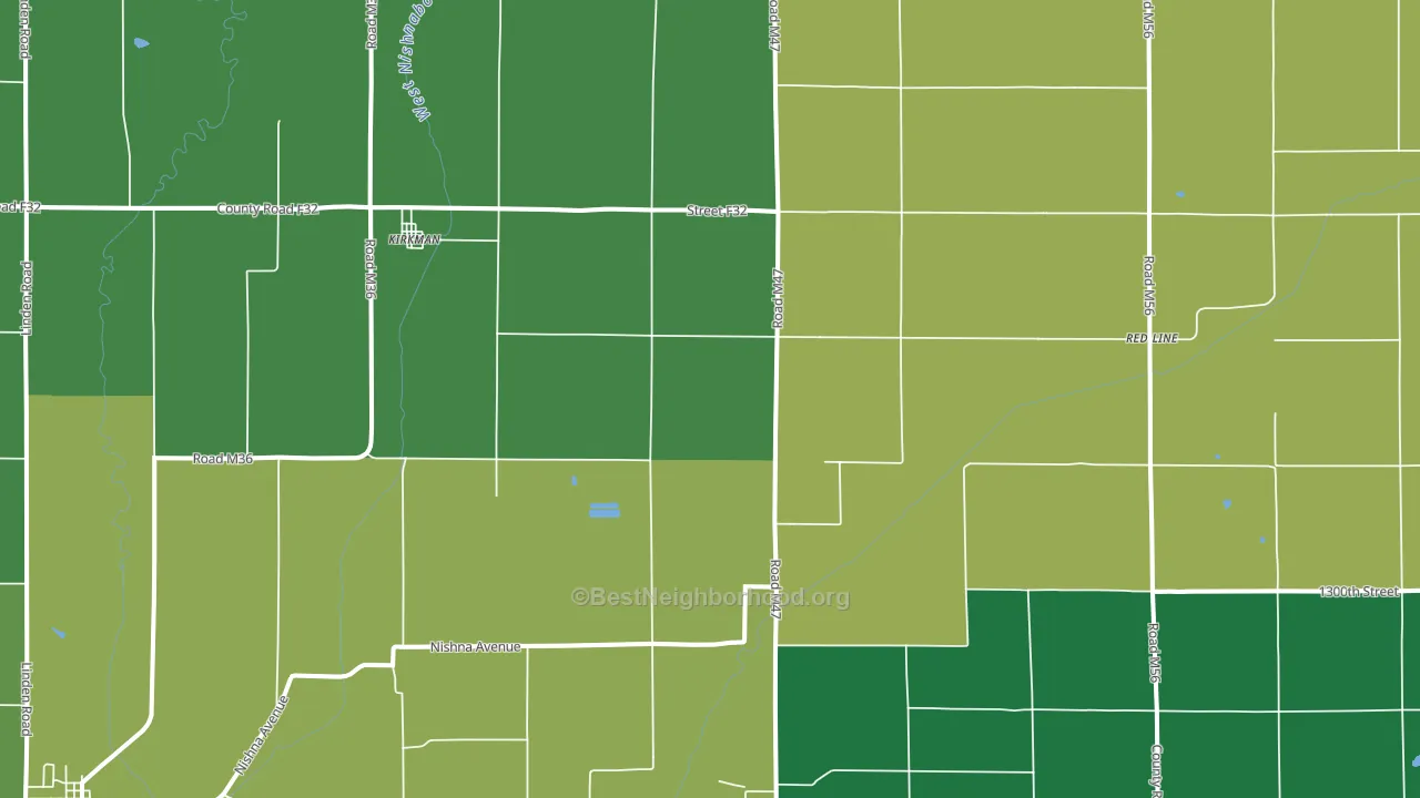 Kirkman, IA block-group voter-turnout map