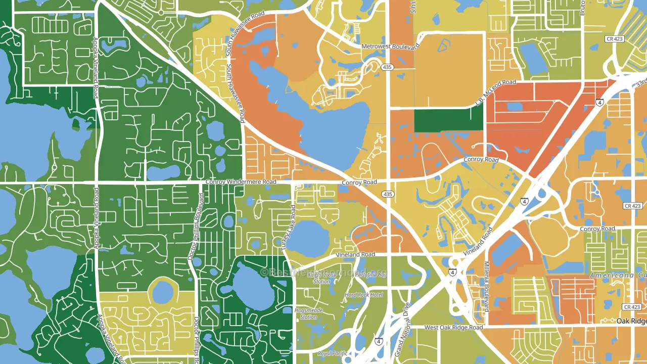 Kirkman South, Orlando, FL block-group voter-turnout map