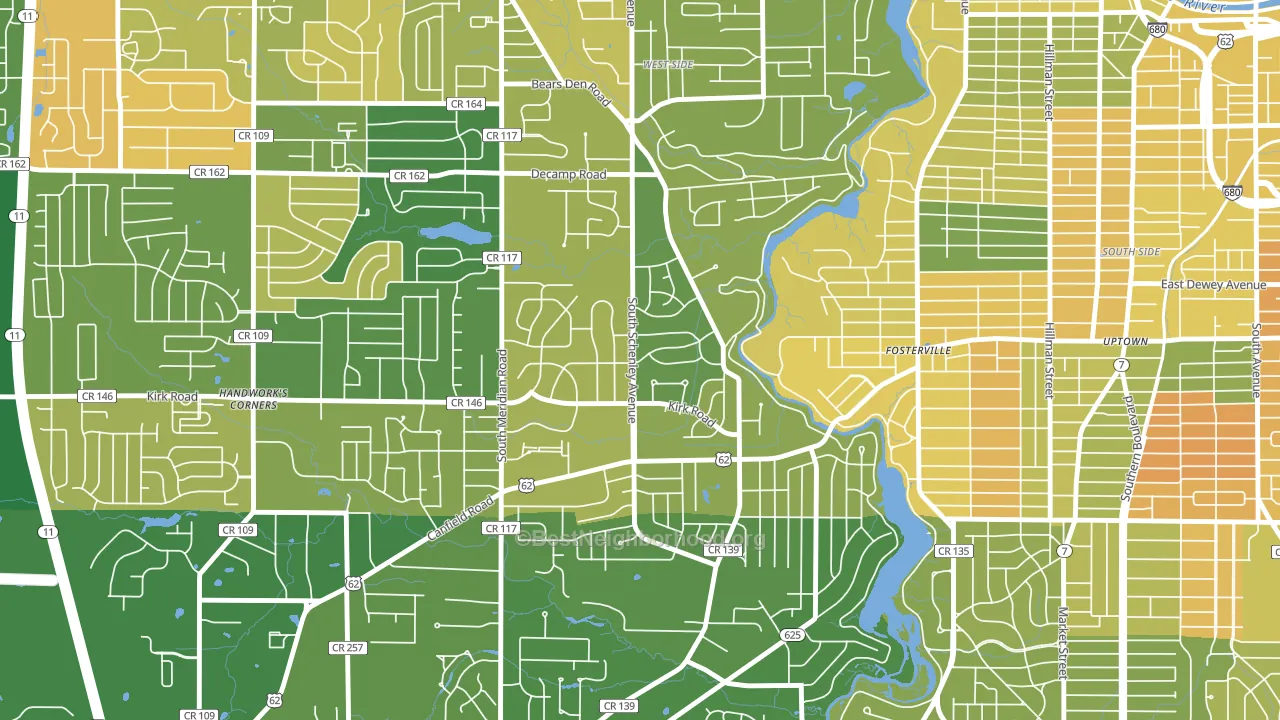Kirkmere, Youngstown, OH block-group voter-turnout map