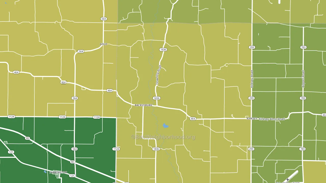 Kirksey, KY block-group voter-turnout map